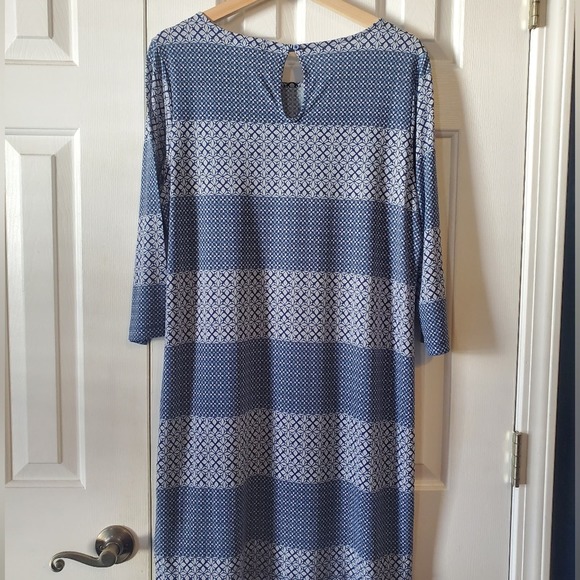 NWT Banana Republic Factory blue patterned dress M - Picture 2 of 14